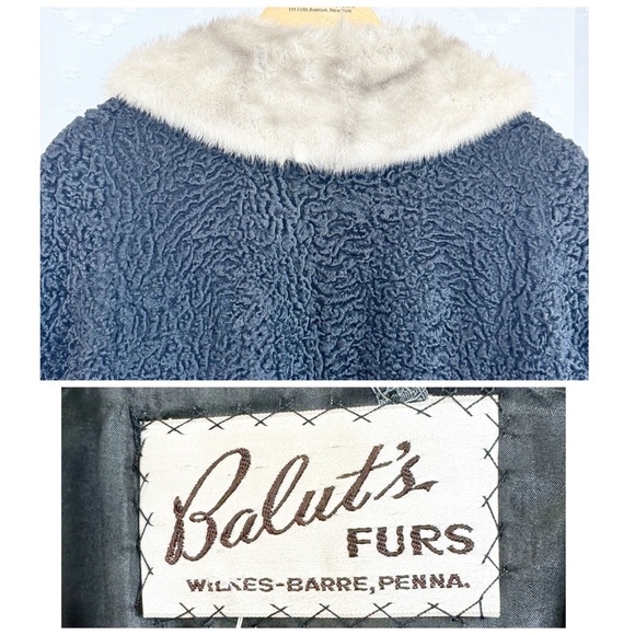 💎🥈 VINTAGE 60’s BALUT’s Furs Persian black lamb fur and beige mink collar - Picture 4 of 15